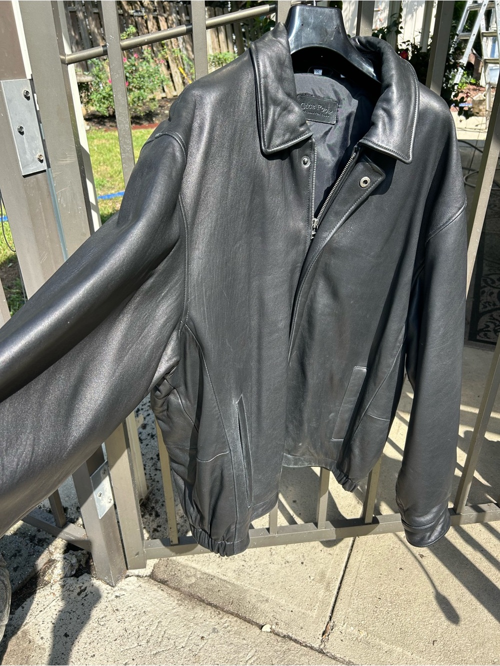 Men's Black Leather Bomber Jacket
